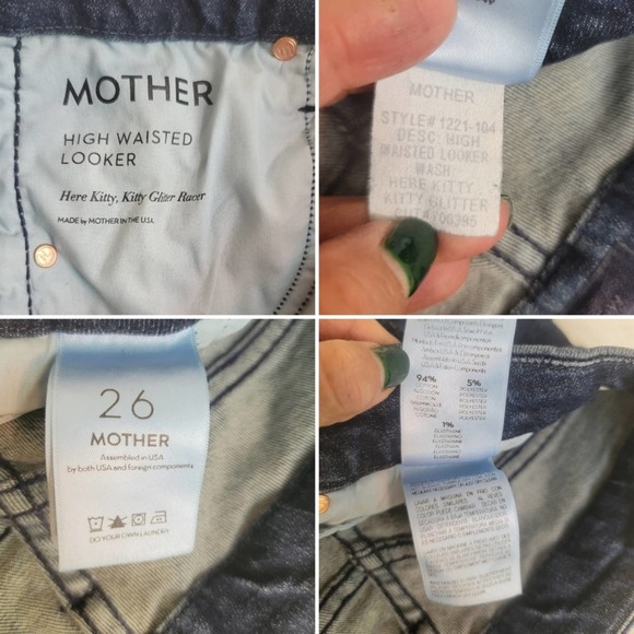 MOTHER LOOKER STRIPE ANKLE HERE KITTY GLITTER RACER SKINNY JEANS 26 - Picture 7 of 12